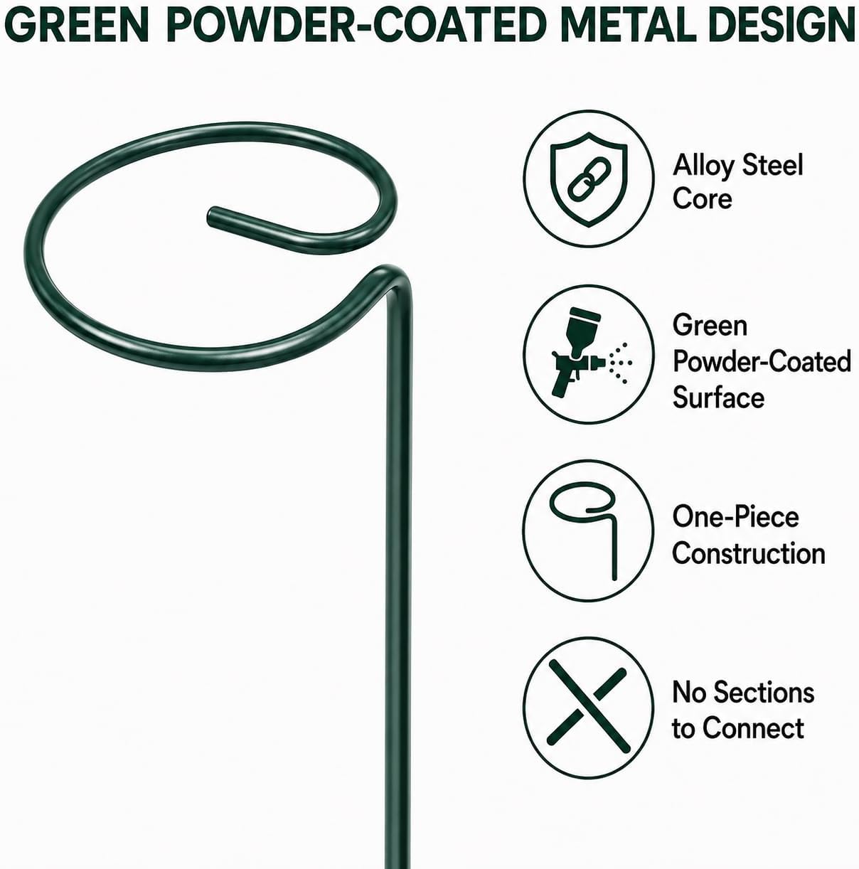 Plant Support Stakes, 20 Pack 24 Inch Metal Rings for Flower Stems