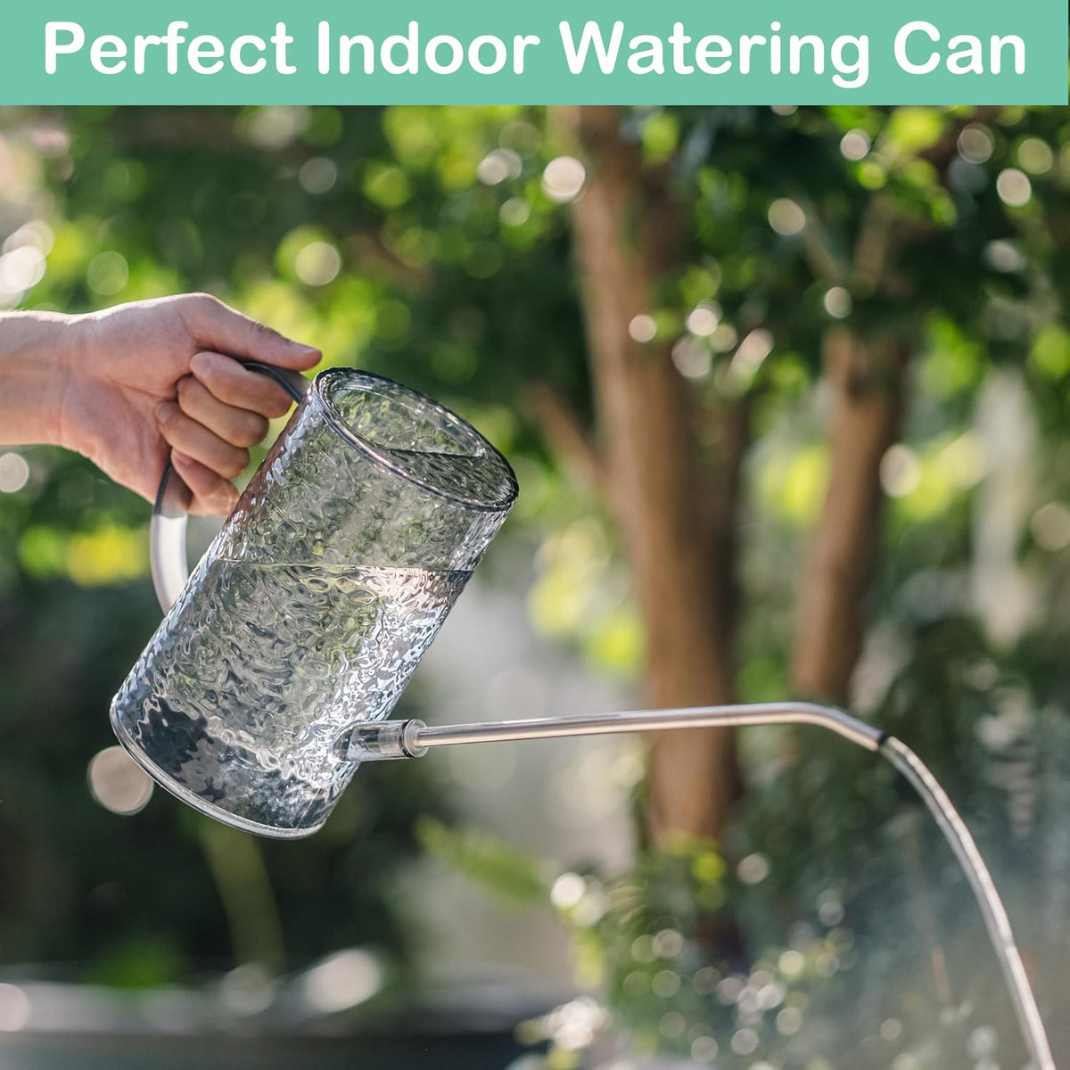 Small Watering Can for Indoor Plants - 34oz Leakproof Lightweight Pot with Long Spout & Bonus Shower Head, Indoor Watering Can for House Plants in Sage Green