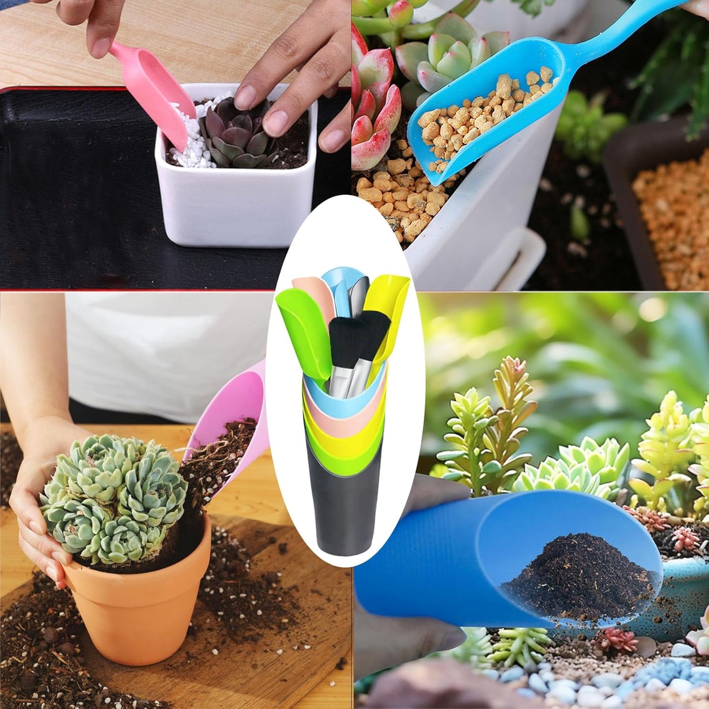 12PCS Bonsai Soil Scoop Set, Plastic Garden Scoops, Mini Potting Shovel
