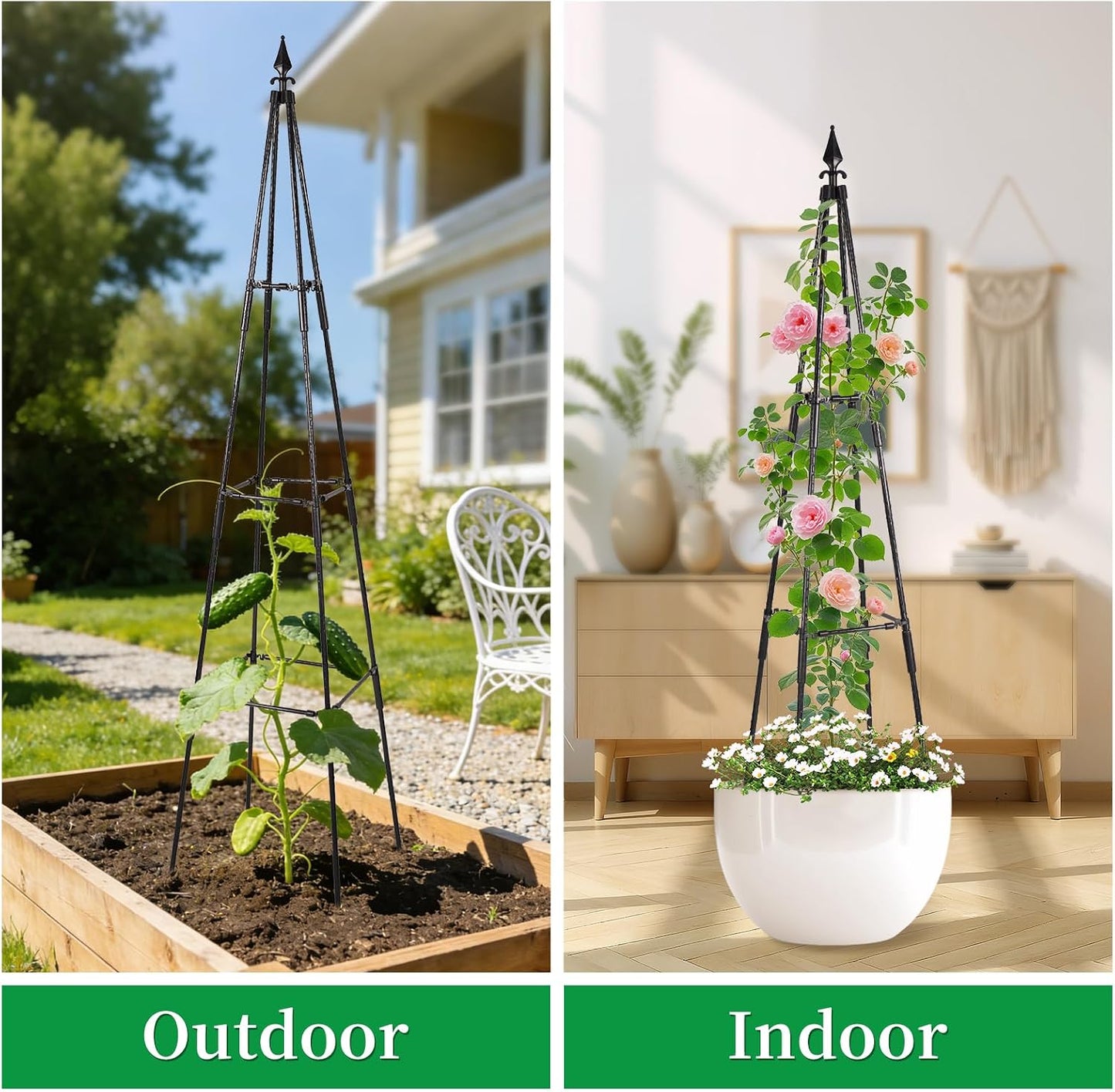 Obelisk Trellis for Climbing Plants Outdoor, 67", Black, 2 Pack