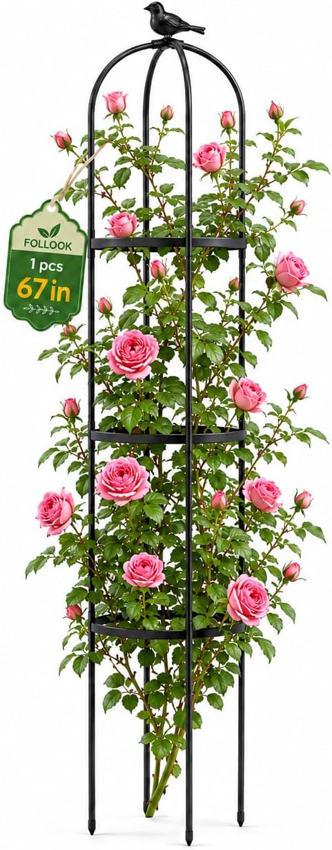 Garden Obelisk Trellis for Climbing Plants Outdoor, 2 Pack