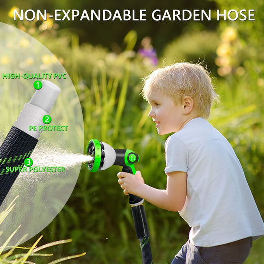 25FT Garden Hose,Flexible Water Hose, 10-Function Sprayer, Non-Expanding