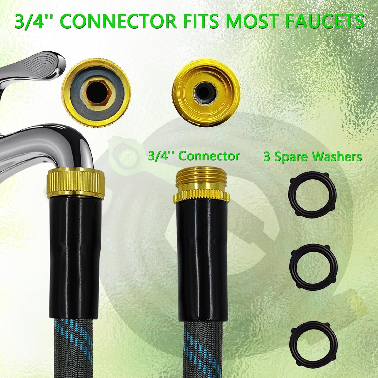 25FT Garden Hose,Flexible Water Hose, 10-Function Sprayer, Non-Expanding
