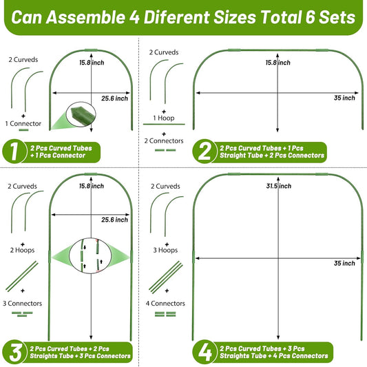 67pcs Garden Mesh Netting Kit, 6 Sets Wide Garden Hoops with Garden Covers