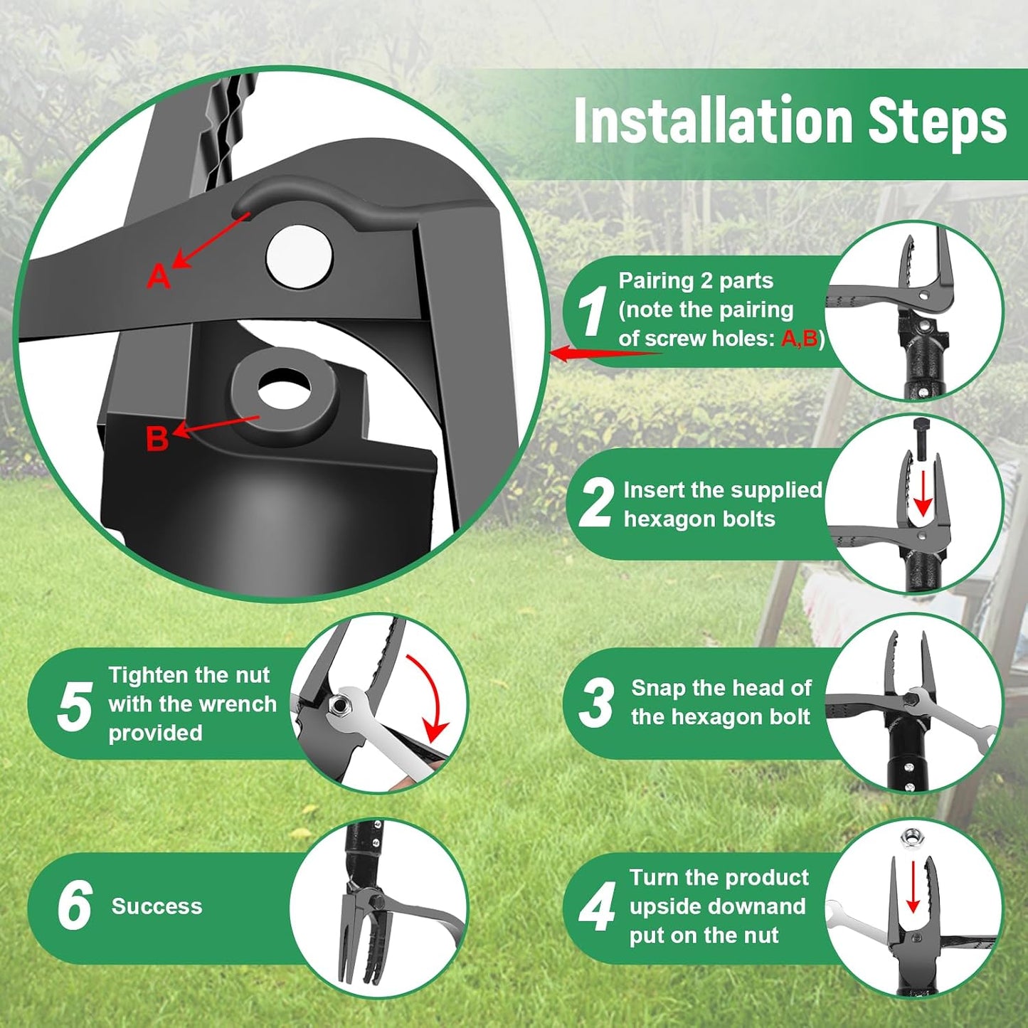 Stand Up Weed Puller Tool with 46″ Long Handle, Manual Weeder Tool