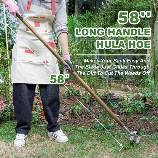 Hula Hoe, 58'' Stirrup Hoe with Comfortable Wood Long Handle