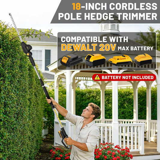 Pole Hedge Trimmer Cordless Compatible with Dewalt 20V MAX Battery