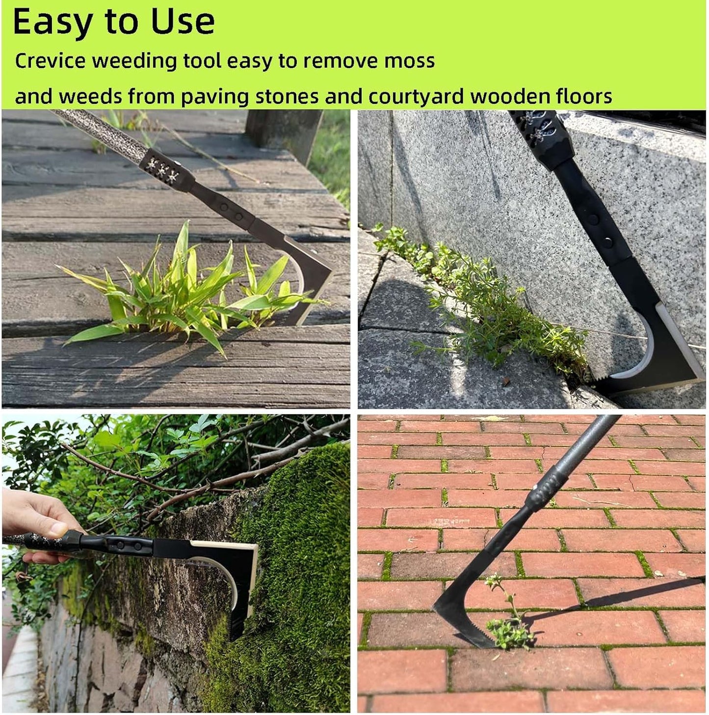 Crack Weeder, 48" Long Handle Crevice Weeding Tool with Soft Grip