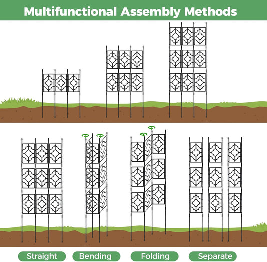 5.25FT Garden Trellis for Climbing Plants, Wall Trellis, 63 Inch Support Fence Climbing Plant Frame Outdoor and Indoor, Privacy Screen Plant Support Fence for Ivy Vines Vegetable Flower