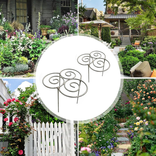 2pcs Heavy Duty Metal Plant Support Ring for Garden, Peony Cage Stand, Decorative Peony Cages and Flower Stakes, Grow-Through Peony Cages Ring Supports for Upright Growth and Protection