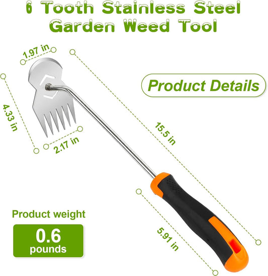 Garden Tools,Weeder Tool,Portable Weeding Tool,Garden weed pulling tool,Adopt Anti Slip Handle,Conforms to Ergonomic Curves,Weed puller tool Suitable for Farm Planting,Gardening(Black Orange Handle)