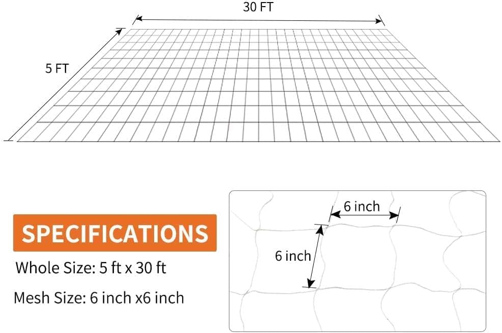 Heavy-Duty Polyester Garden Trellis Netting, 5Ft x15Ft (1 Pack)