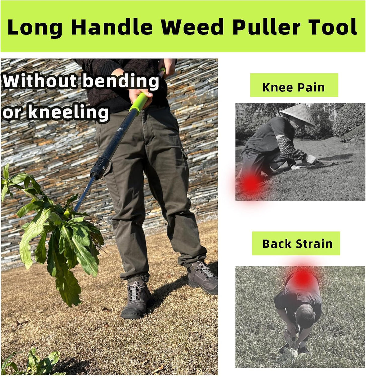 Weed Puller Tool,48" Long Handle Weeder Puller Tool with Soft Grip