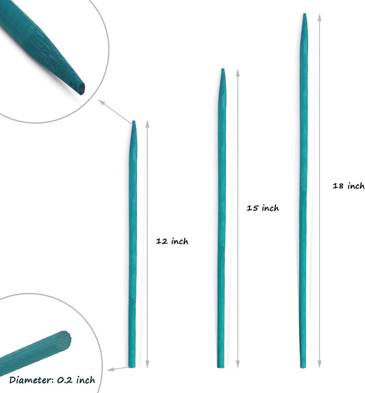Plant Stakes 25Pcs,15IN Green Bamboo Sticks With25 Green Ties,Orchid Sticks