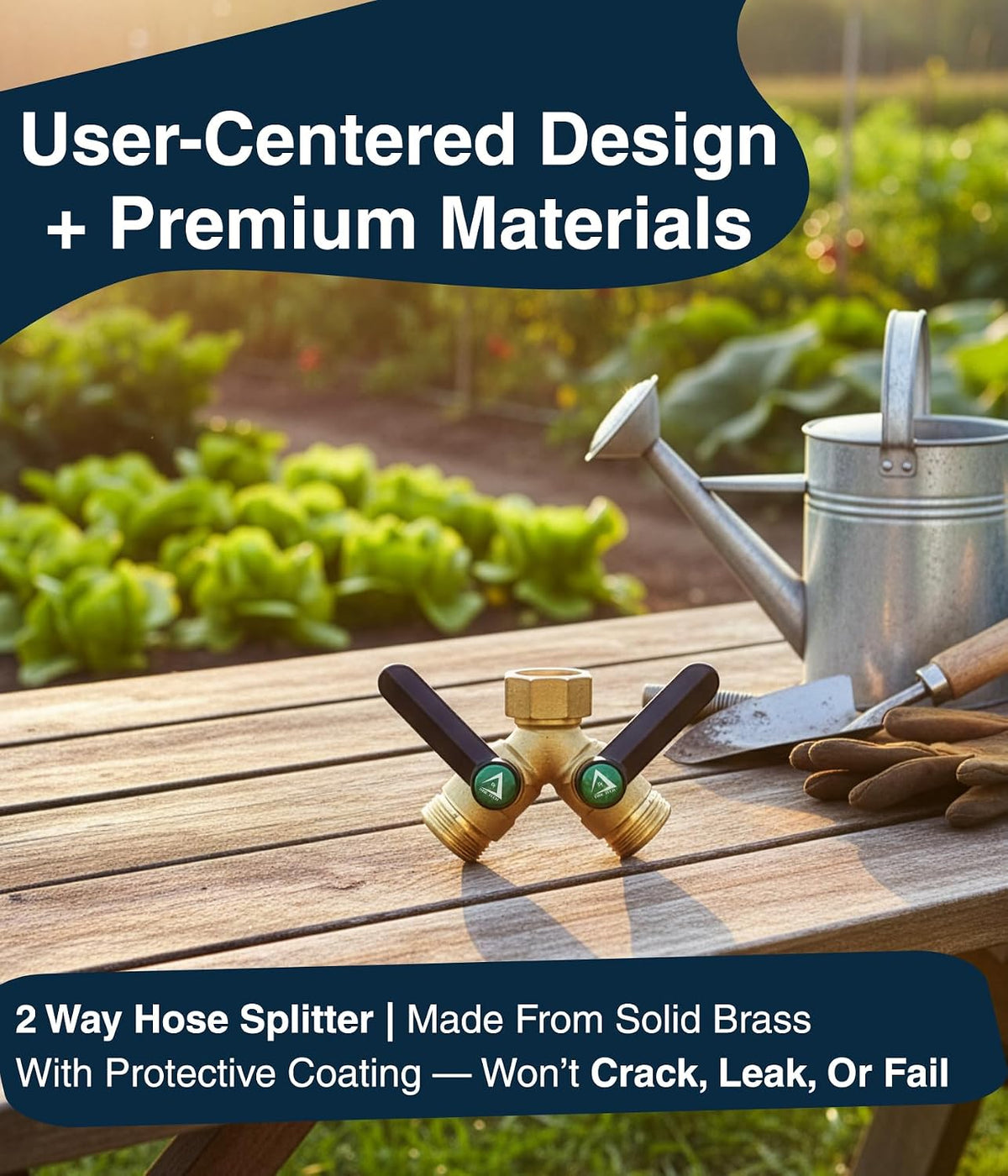 ® Garden Hose Splitter 2 Way, Full Flow Solid Brass | 2026 Model