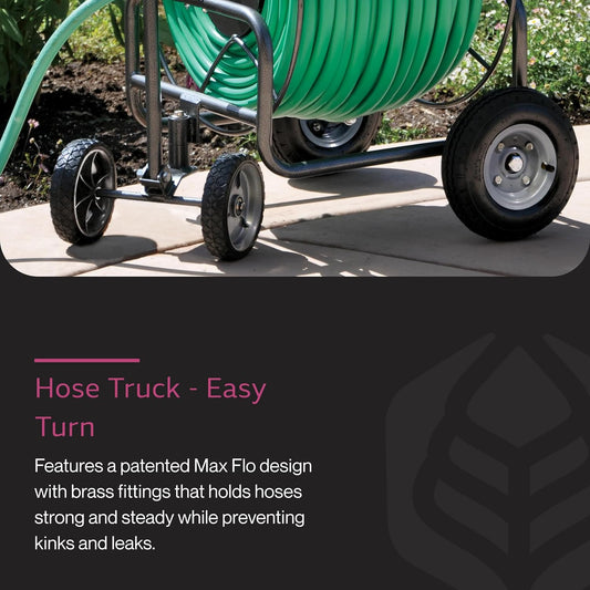 Hose Reel Cart - Heavy Duty Metal with Wheels for Gardens, Lawns, and Outdoor Use, 400 ft