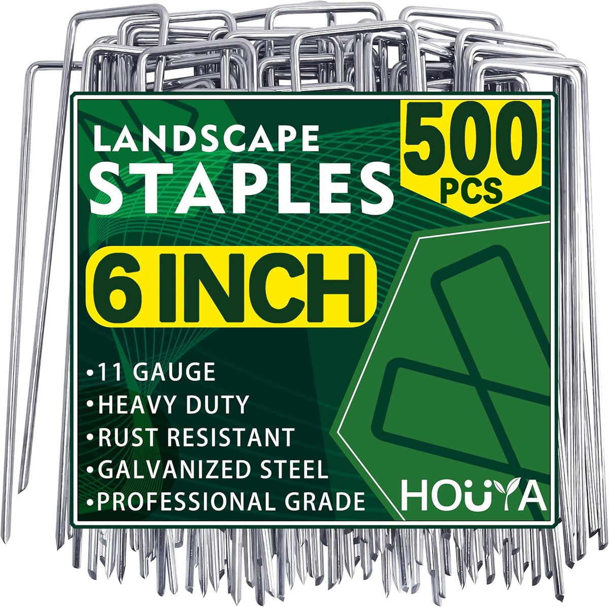 50 Pack Landscape Staples 4 Inch Galvanized Garden Stakes