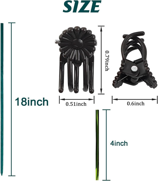 200PCS/Set Bamboo Plant Stakes Kit, 50PCS Orchid Clips with 50PCS 18” Green Bamboo Plant Stakes, 100PCS Metallic Twist Ties for Supporting Stems Vines Stalks Grow Upright (Green)