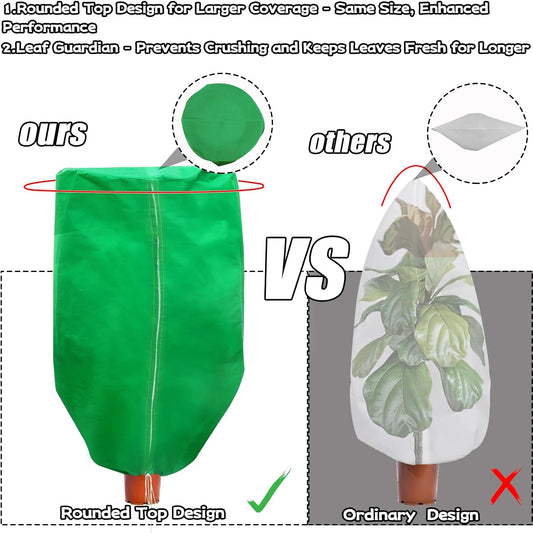 Plant Covers Freeze Protection 4 Packs 47" x32" Winter Rounded Top Frost Cloth Plant Covers Freeze Protection for Outdoor Plants with Zipper and Drawstring