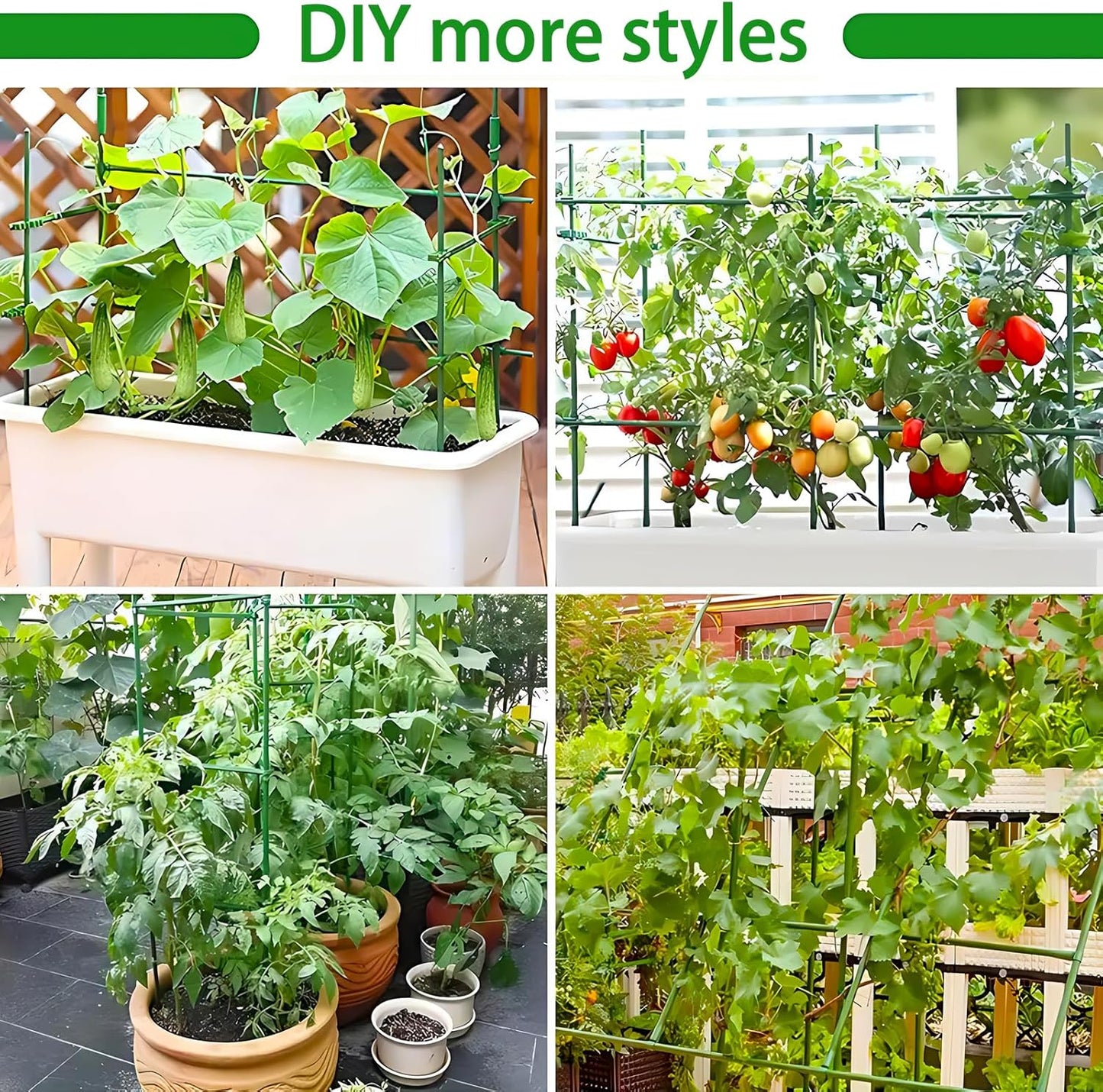 143 Pcs Garden Stakes Set,32 Sets of Fiberglass Plant Stakes Sticks,DIY 3ft 4ft 5ft 6ft 7ft Sturdy Plant Stakes for Tomato Vegetables, Sticks Support for Indoor Outdoor Plants Gardening Supplies