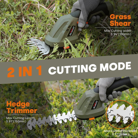 Hedge Trimmer, 2-in-1 Cordless, 2000mAh Battery