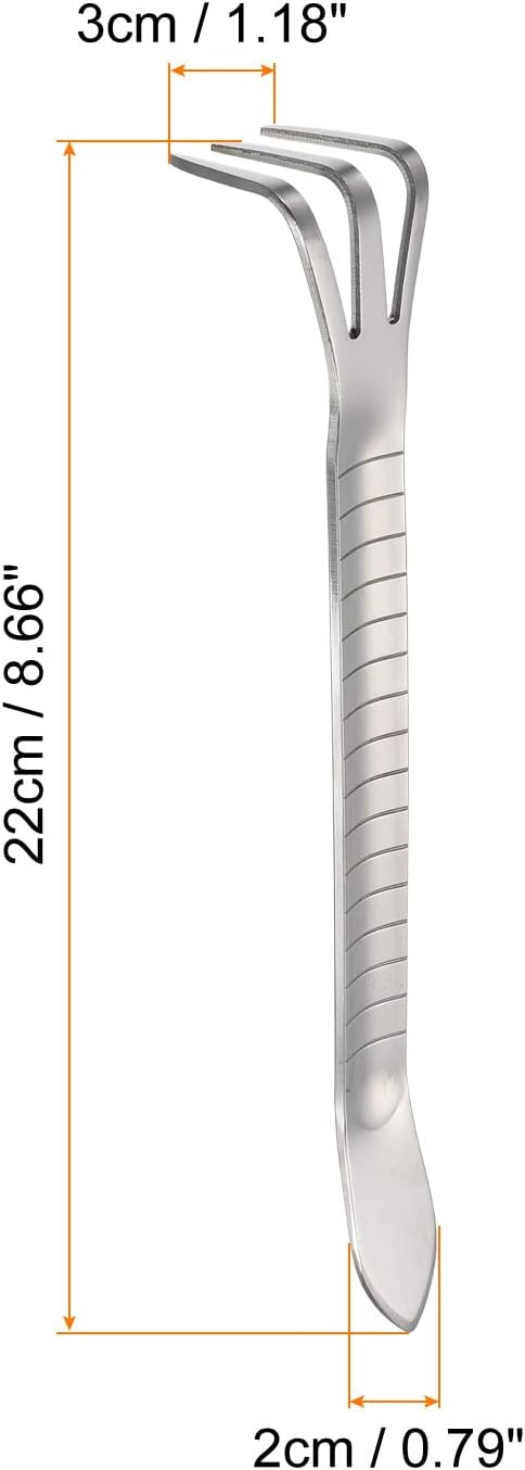 Root Rake, Stainless Steel 3 Prong Thickened Non-Slip Handle Loosening Soil Cultivator with Spatula for Backyard Bonsai Pot Planting, Silver
