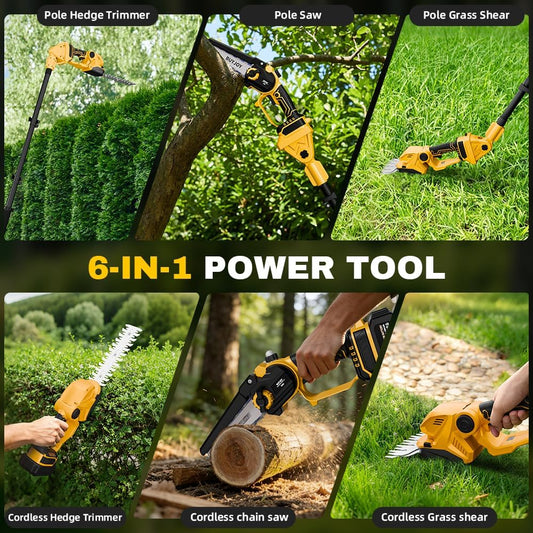 6-in-1 Pole Saw & Cordless Hedge Trimmer Combo Kit