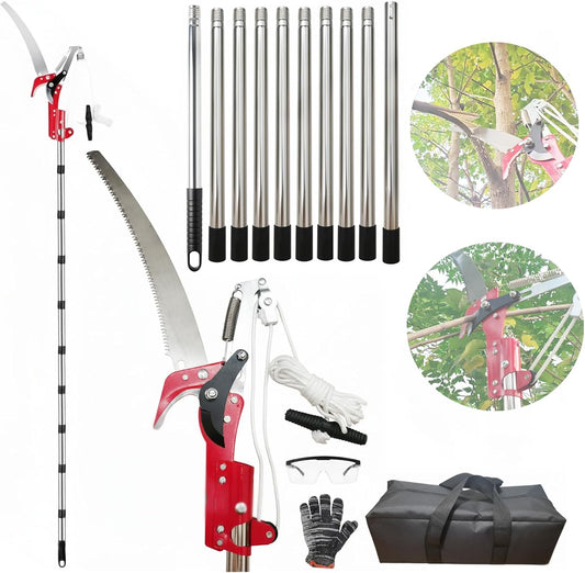 Extendable Pole Saw & Pruner, 13.6FT 2-in-1 Tree Trimmer