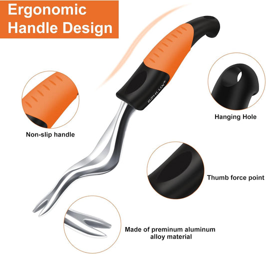 Hand Weeder Tool, Premium Weed Puller Tool for Garden, Gardening Hand Tool with Ergonomic Handle (Orange)