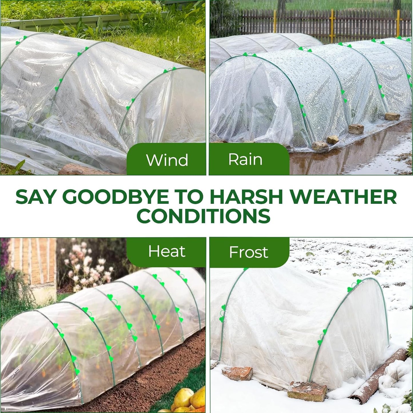 60 Pcs Garden Hoops for Raised Beds, 12 Sets of 8.5 FT Long Garden Hoops, Rust-Free Fiberglass Greenhouse Hoops Grow Tunnel for Netting, DIY Plant Support Garden Stakes for Row Cover
