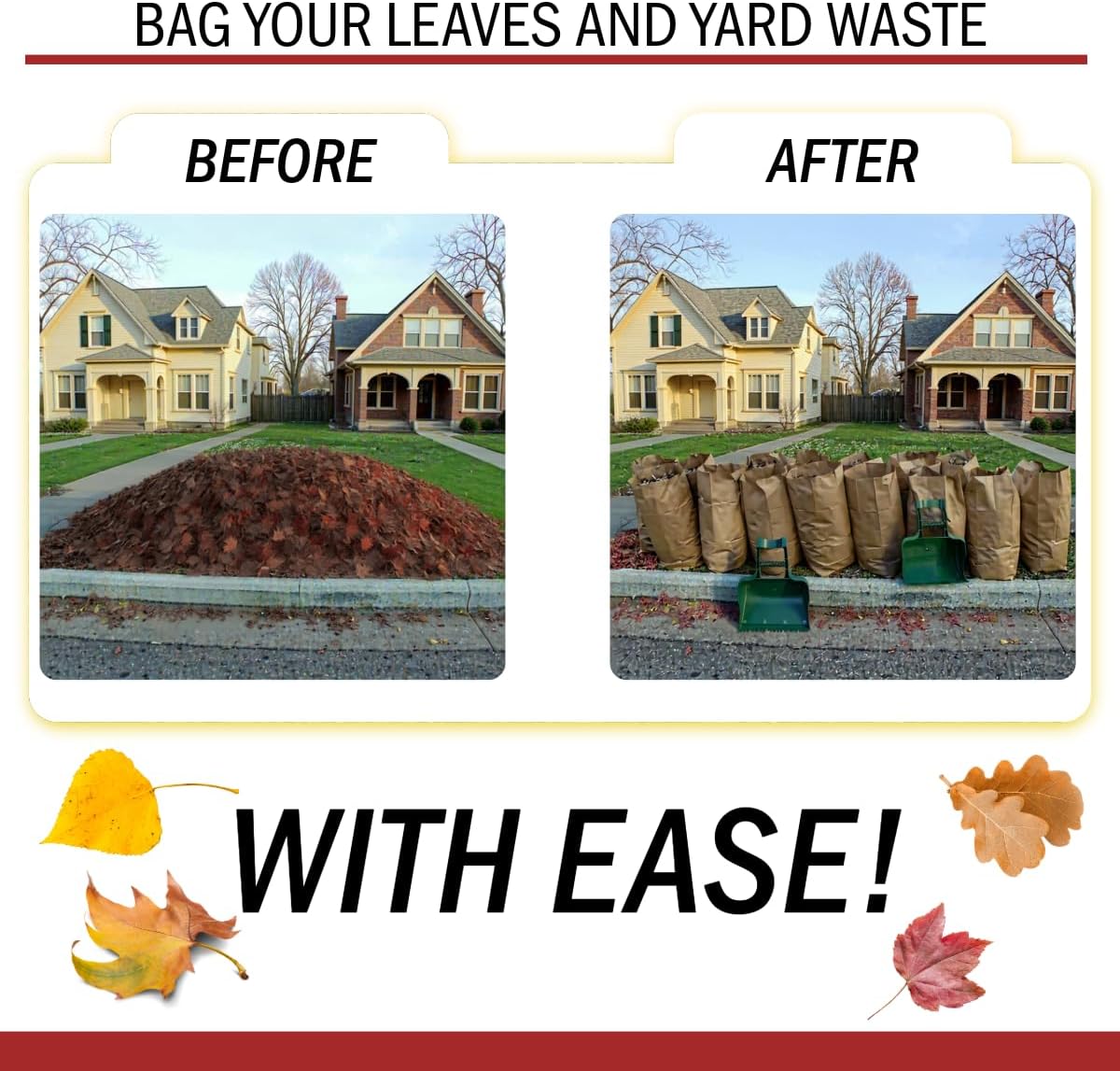 Leaf Scoop Hand Rakes for Yard Cleanup & Maintenance | Made in USA | Comfort Grip | 1-Pair (2 Pieces) | Leaf Cleanup Made Easy | Easy to Store