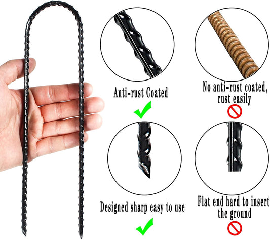 10 Inch Coated Rebar Trampoline Wind Stake Set of 12 Metal Anchors