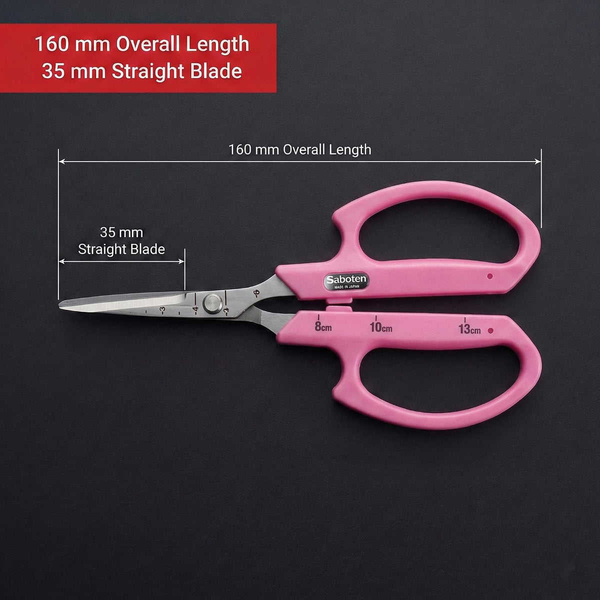 Saboten Fluorine Coated Angled Blade Trimming Scissors Green PT-2 160mm Precision Gardening Bonsai and Floral Shears Made in Japan