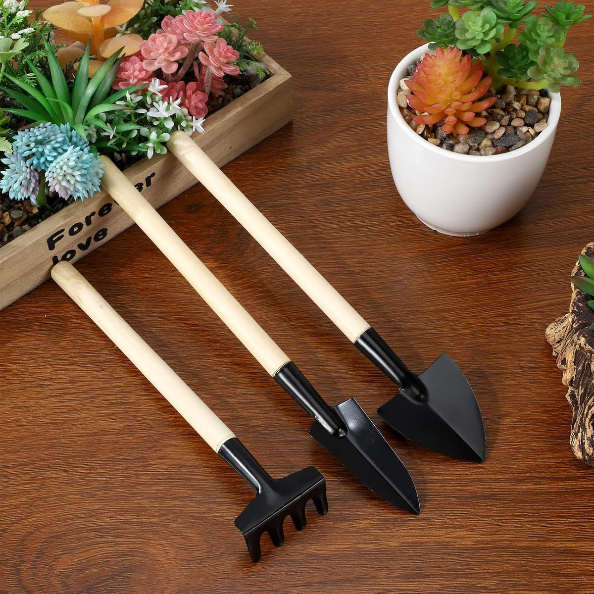 8-Pack Mini Gardening Tool Sets, Metal, Wood