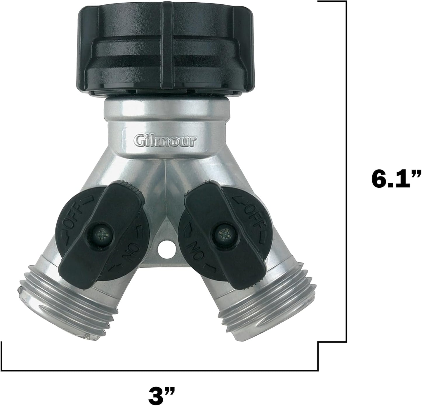 Heavy Duty 2 Way Garden Hose Splitter, Dual Water Hose Splitter with Shut Off Valve, Metal Water Manifold