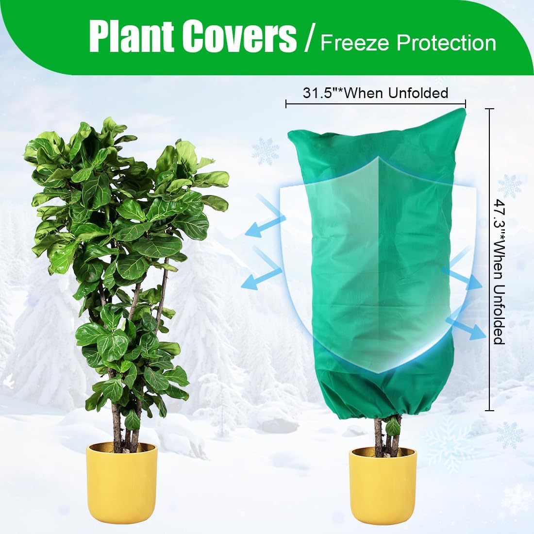 Plant Covers Freeze Protection, 2-Pack Frost Blanket for Trees Shrubs