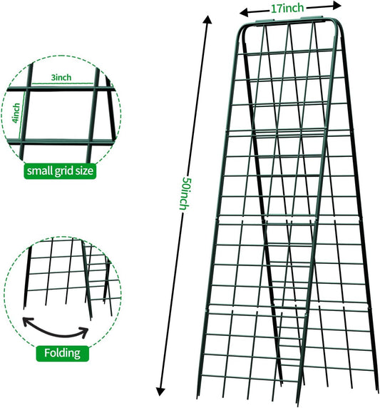 Heavy Duty Trellis for Climbing Plants, 50"x17" Adjustable Height Steel Cucumber Trellis, Powder Coated Metal Garden Trellis for Raised Beds,Tomatoes, Cucumbers & Outdoor Vines
