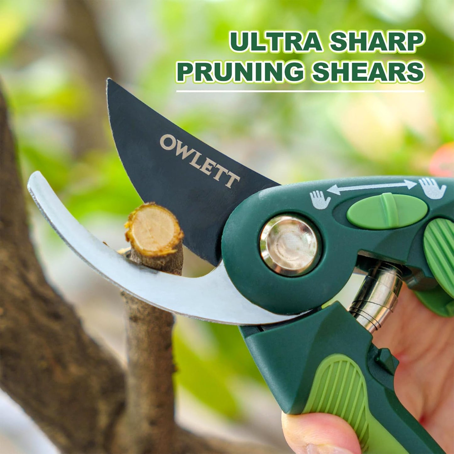 Pruning Shears for Gardening, 8.5" Bypass Garden Scissors Adjustable Grip Width, Ultra-Sharp Hand Pruner Rust-resistant Steel Blade Heavy Duty Garden Clippers with Safety Lock, Shears Gardening Tools