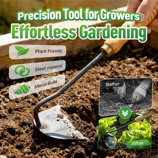 All-Steel Hardened Hollow Hoe, Hand-Forged Garden Weeding Tool, Portable Household Hoe for Loosening Soil, Digging & Planting Vegetables, Durable Farm & Home Gardening Rake (Silvery)