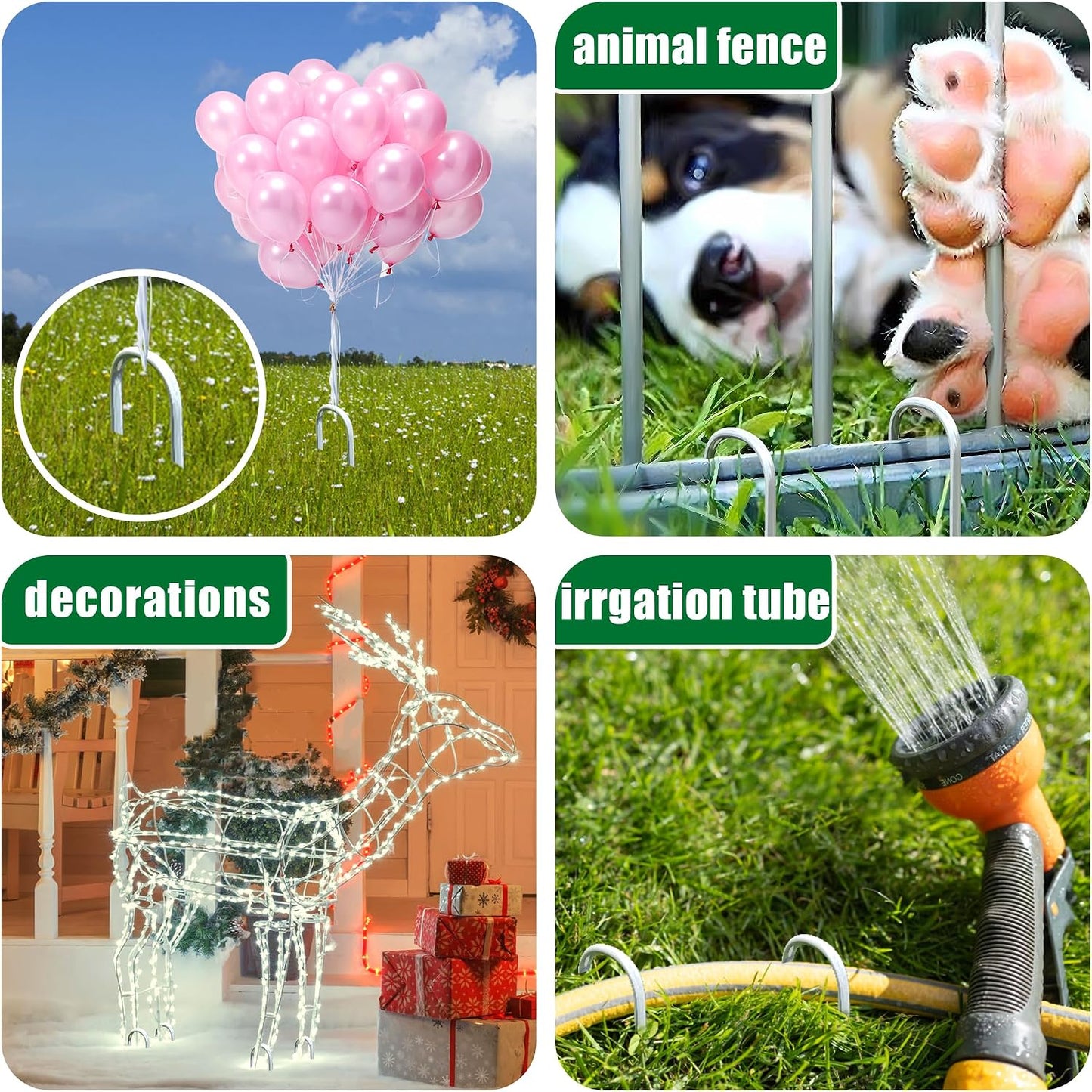 100 Pack Garden Stakes 4 Inch U-Shaped Drip Irrigation Stakes Galvanized Landscape Staples Garden Pins Yard Lawn Ground Stakes for Soaker Hose Drip Line Tubing Landscape Fabric Weed Barrier