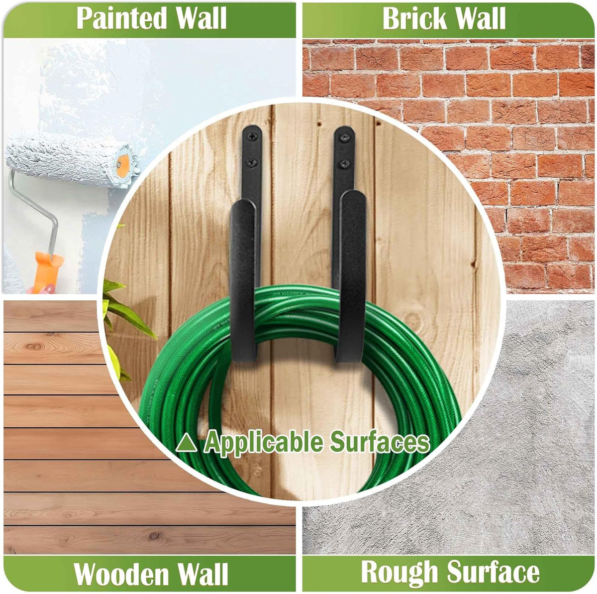 4 Pack Garden Hose Holder - Heavy Duty Metal Water Hose Hanger