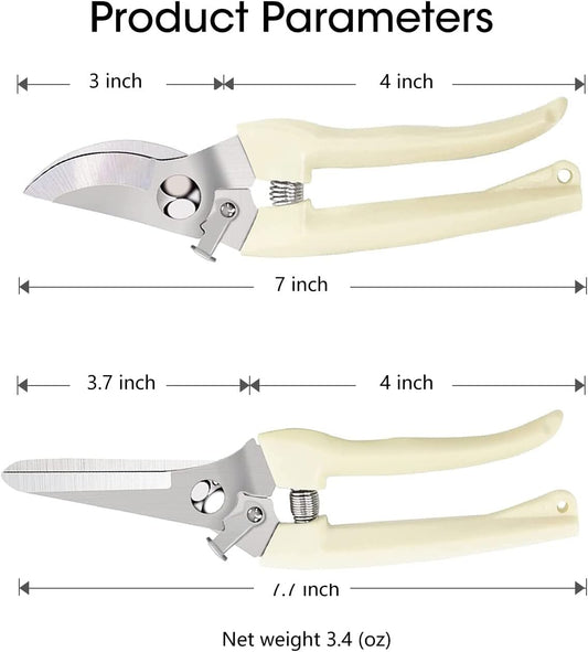 Flower Scissors Set, 2 Pack Premium Thickened Stainless Steel Floral Shears, Strong Pruner for Flowers, Branches and Leaves, Upgrade