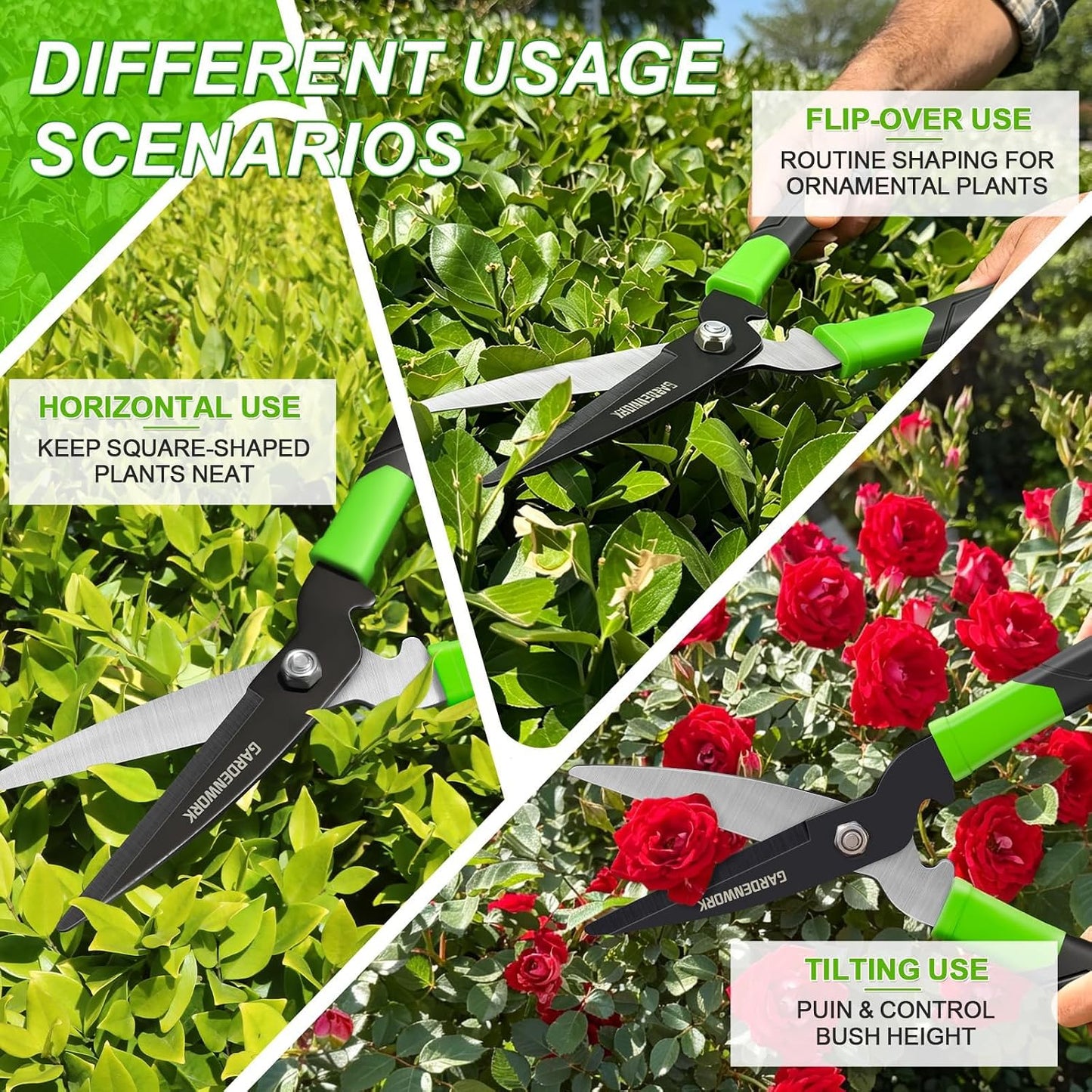 Hedge Clippers Shears with Teflon Coated&Carbon Steel Blades