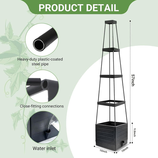 2 Pack Tomato Planter with Trellis 57 Inch Self Watering Pots Cage Boxes