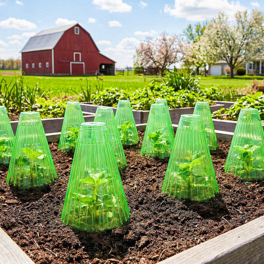 Pack 20 Garden Cloches for Plants, Reusable Bell Plant Cover with Metal Stakes, Plant Protection Cloches for Potted Plants/Seedlings,Protect Plants from Sun,Birds, Frost