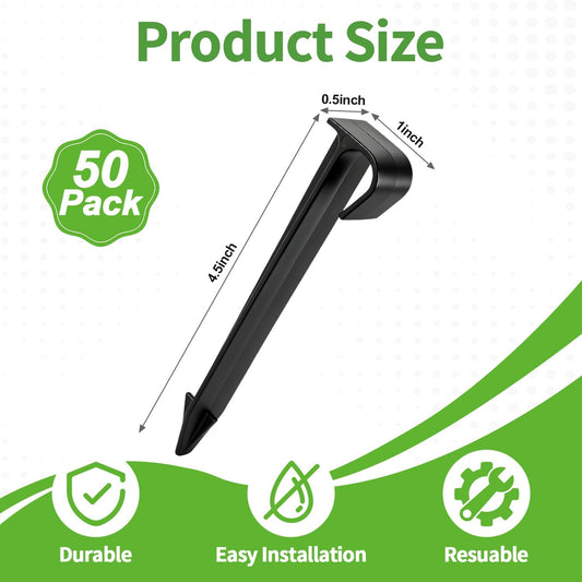 50 Pack 1/2 Inch Irrigation Tubing Hold Down Anchor Stakes, Heavy Duty Drip Tubing Stakes 1/2" Drip Irrigation Tubing Fittings for Lawn Raised Bed Greenhouse Plant Watering System