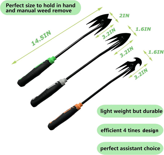 3Pcs Weed Puller Tool Garden Weed Pulling Tool,Portable Garden Weeder Tool,Gardening Weeding Tools for Garden Hand Tools for Vegetable Gardening Backyard Farm Planting & Uprooting Weeding Tool