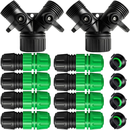 Soaker Hose Fittings Expansion Kit – Extend & Repair Irrigation System, Leak-Resistant Lock Nut Connectors, Hose Splitter wit