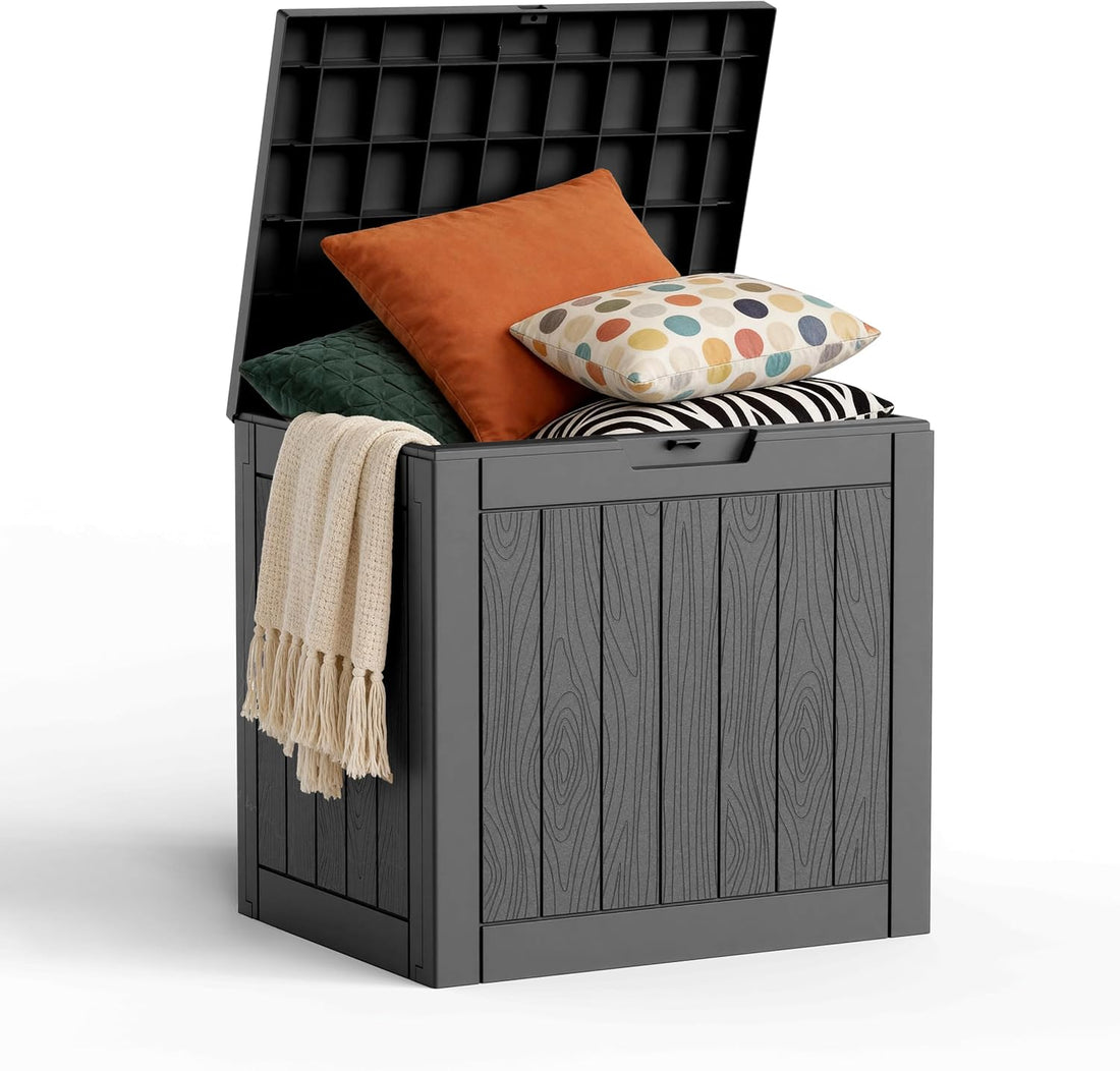 30 Gallon Outdoor Deck Box, Lockable Waterproof Outdoor Storage Boxes For Garden Tools,Indoor Cushions,Accessories Outside St