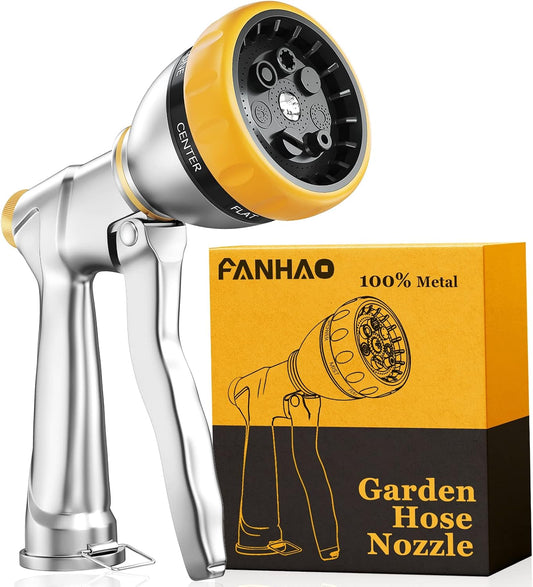 Metal Garden Hose Nozzle Heavy Duty, 7 Adjustable Spray Patterns